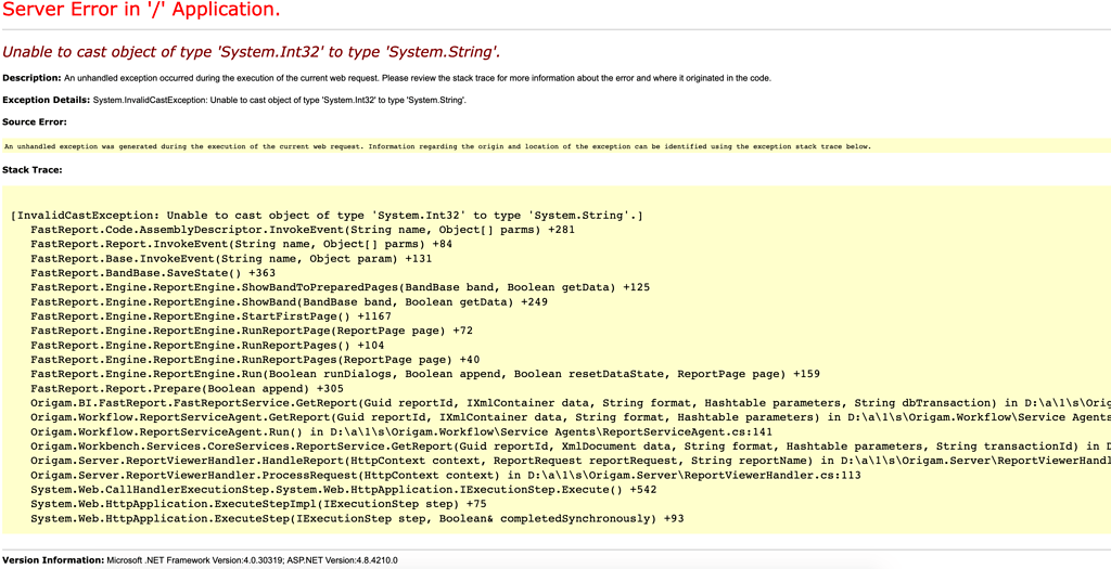 FastReport - error on Azure - support - ORIGAM Community