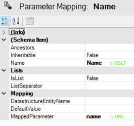 Parameter mapping settings