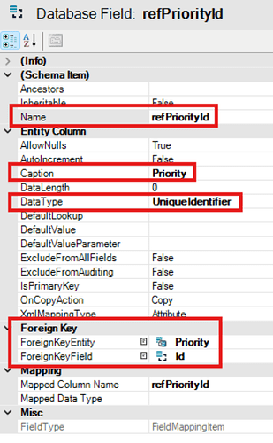 Foreign key field details