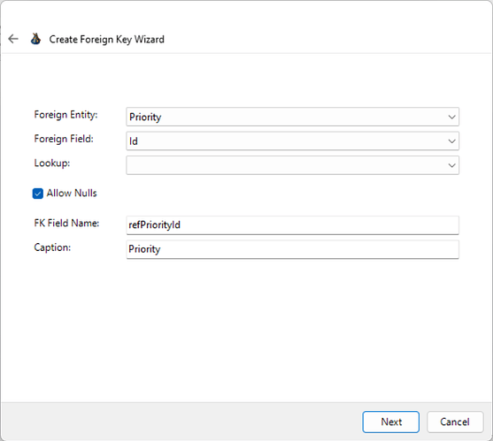Create foreign key wizard #2