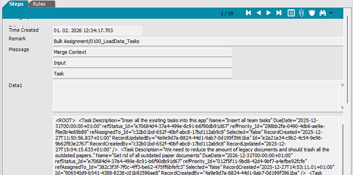 Workflow step in detail view