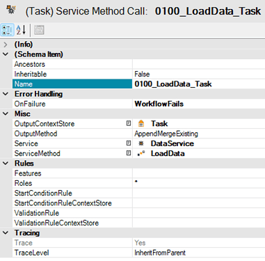 Workflow service method call properties