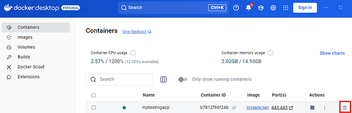 Docker container deletion